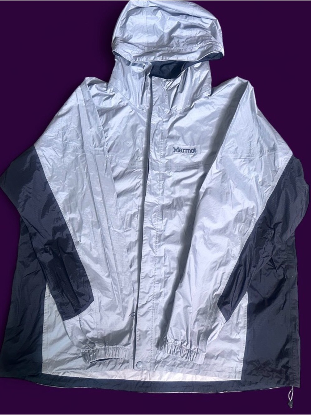 Marmot Rain Jacket Hooded Windbreaker Gray Coats Mens Size XXL